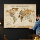Personalized World Map Canvas Print – Custom Push Pin Framed by MyGreatCanvas | Canvas Wall Art Prints | Photo Prints & Wall Decor
