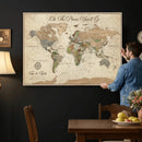 Custom Push Pin World Map Print – Personalized Canvas Wall