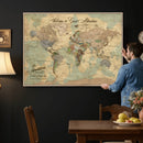 Personalized World Map Canvas – Custom Framed Push Pin
