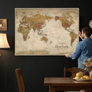 Personalized World Map Canvas Print – Framed Push Pin Travel