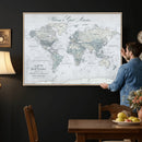 Personalized Antique World Map Canvas Print – Custom Push