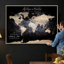 Personalize World Map Push Pin Wall Canvas Print –