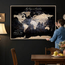Personalize World Map Push Pin Wall Canvas Print –