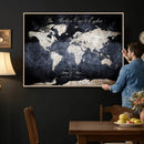 Custom Push Pin World Map Wall Canvas Print – Personalized