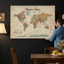 Push Pin Customize World Map Wall Canvas Print –