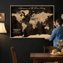 Personalized Family Adventure World Map – Custom Framed Push by MyGreatCanvas | Canvas Wall Art Prints | Photo Prints & Wall Decor