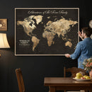Personalized Push Pin World Map Canvas – Custom Framed