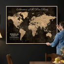 Personalized Push Pin World Map Canvas Print – Custom Framed