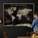 Personalized Push Pin World Map Canvas – Custom Framed