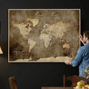 Personalized Push Pin World Map Canvas Print – Custom Framed