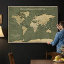 Personalized Push Pin World Map Canvas – Custom Framed