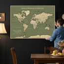 Personalized Push Pin World Map Canvas – Custom Framed