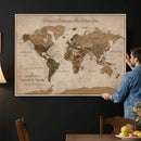 Personalized Push Pin World Map Canvas – Custom Framed