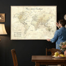 Personalized Push Pin World Map Canvas Print – Custom