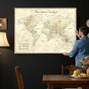 Personalized Push Pin World Map Canvas Print – Custom