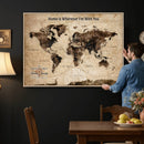 Personalized Framed World Map Wall Art Canvas Print – Custom