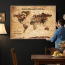 Custom Vintage World Map Canvas Wall Art – Custom Framed