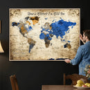 Personalized World Map Canvas Wall Art – Custom Framed Push