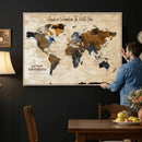 Vintage Custom World Map Canvas Wall Art – Custom Framed