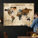 Personalized World Map Canvas Wall Art – Custom Framed Push
