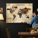Personalized World Map Canvas Wall Art – Custom Framed Push