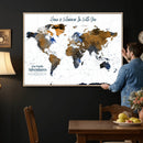 Personalize World Map Canvas Wall Art – Framed Custom Push