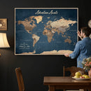Personalized Vintage Push Pin World Map Canvas Print –