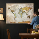 Personalized World Map Canvas Print – Colorful Watercolor
