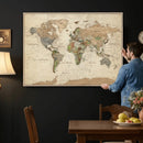 Framed World Map Wall Art for Home and Office Decor