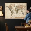 Framed World Map Wall Art for Home and Office Decor