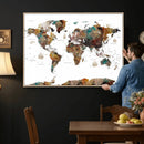 Watercolor World Map Canvas Print – Detailed Map of the