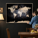 Grunge World Map Wall Art | 3-Panel Large Beige and Brown