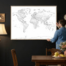 World Map Canvas Print – Framed Modern Detailed Map of the