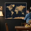 Framed Large World Map Wall Art Canvas Print – Stunning