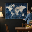 Large Blue World Map Wall Art Canvas Print for Home Office by MyGreatCanvas | Canvas Wall Art Prints | Photo Prints & Wall Decor