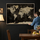 Push Pin World Map Canvas Wall Art Print, Interactive Travel