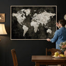 Vintage World Map Wall Art Canvas Print – Framed Large Map
