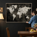 Vintage World Map Wall Art Canvas Print – Framed Large Map