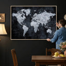 Black World Map Canvas Print – Detailed Map for Couples and by MyGreatCanvas | Canvas Wall Art Prints | Photo Prints & Wall Decor