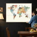 Framed World Map Wall Art Canvas Print for Living Room and by MyGreatCanvas | Canvas Wall Art Prints | Photo Prints & Wall Decor