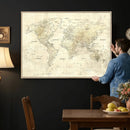 Colorful Watercolor World Map Canvas Wall Art – Framed