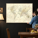 Detailed Large World Map Wall Decor Canvas Art Print