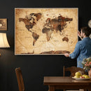 Modern Red and Gray World Map Canvas Print – Framed Wall Art by MyGreatCanvas | Canvas Wall Art Prints | Photo Prints & Wall Decor