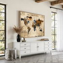 World Map Wall Art Canvas Print, Modern Decorative Framed