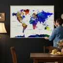 Vintage World Map Canvas Wall Art – Framed Travel Map with