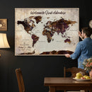 Custom Push Pin Map Wall Art Canvas Print – Personalized