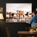 Texas Longhorn Cattle Wall Art Canvas Print, Sepia Western by MyGreatCanvas | Canvas Wall Art Prints | Photo Prints & Wall Decor