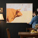 Minimal Longhorn Bull Wall Art Canvas Print, Neutral Western by MyGreatCanvas | Canvas Wall Art Prints | Photo Prints & Wall Decor
