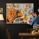 Basquiat Style Bull Graffiti Wall Art Canvas Print, Street by MyGreatCanvas | Canvas Wall Art Prints | Photo Prints & Wall Decor