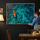 Turquoise Ocean Boat Wall Art Canvas Print by MyGreatCanvas | Canvas Wall Art Prints | Photo Prints & Wall Decor